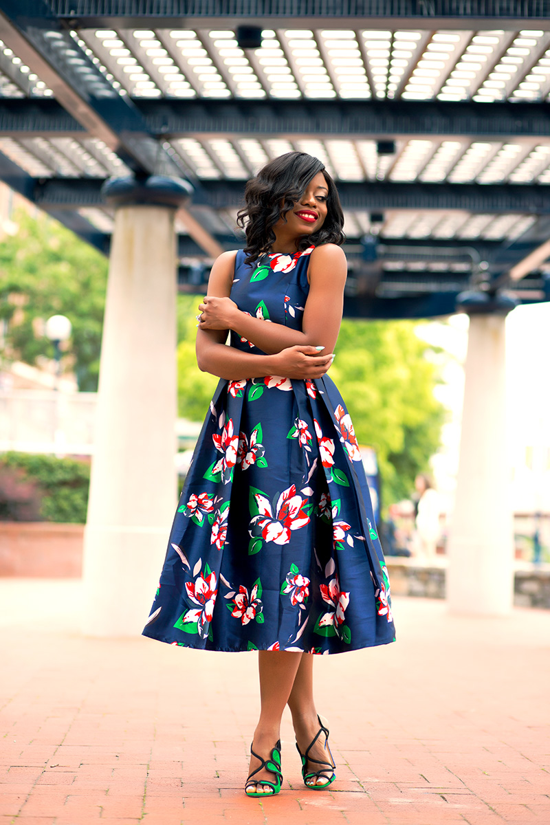 Floral print dress for wedding guest