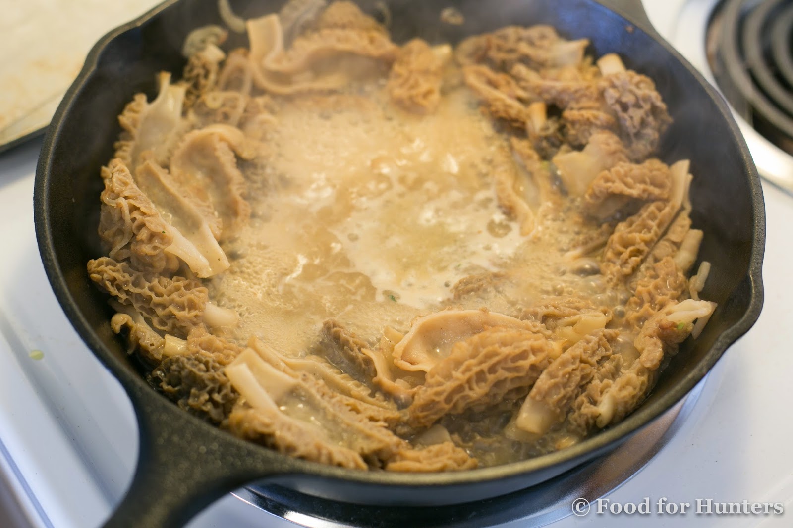 Food for Hunters Venison Round Steak with Morel Mushrooms Sautéed in Cognac