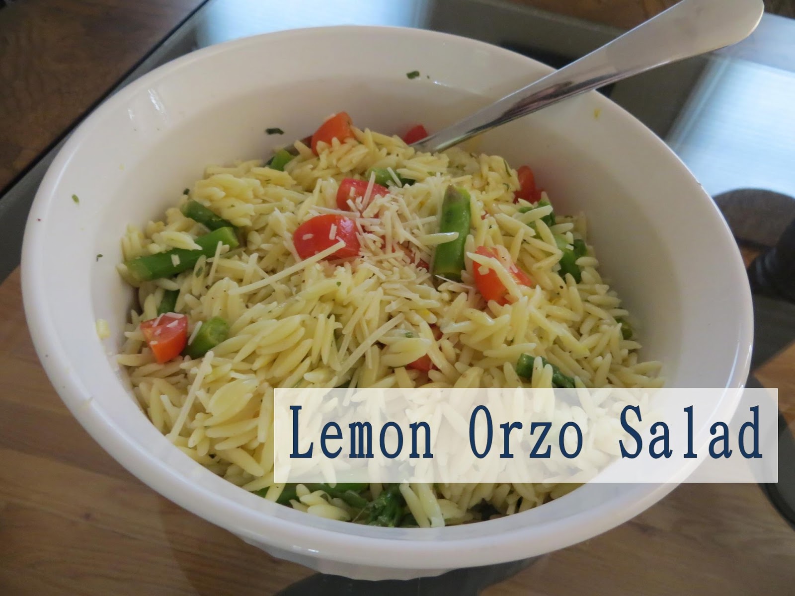 Two Magical Moms Lemon Orzo Pasta Salad with Asparagus and Tomatoes