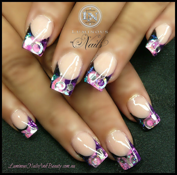marbleized pink purple & black
