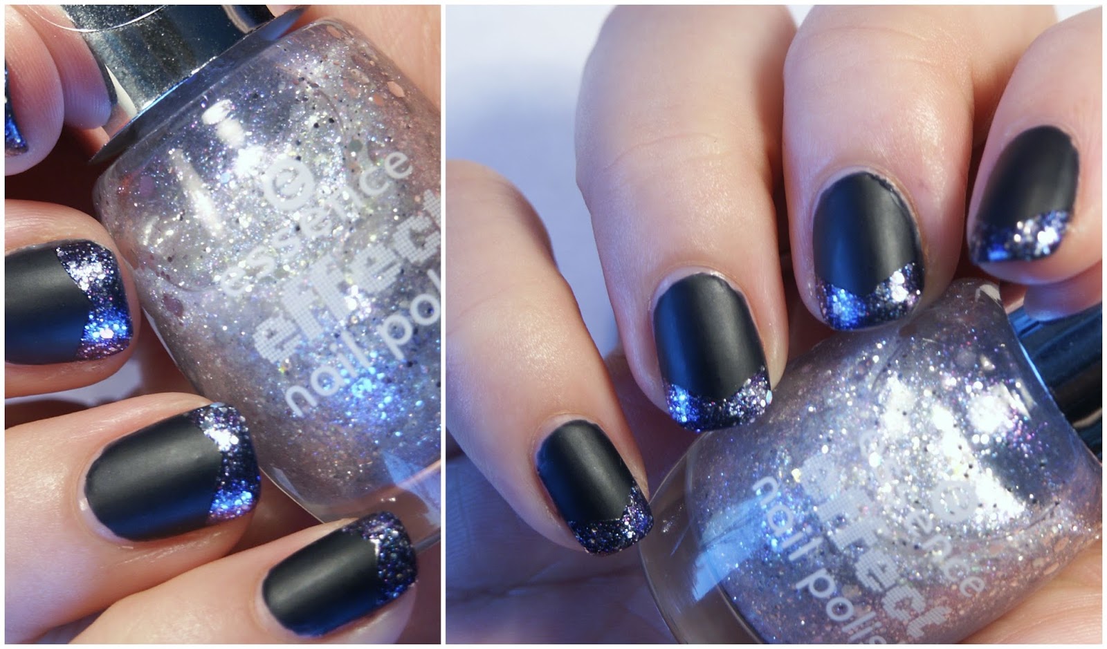 Galaxy French Nail Art with essence effect icy fairy