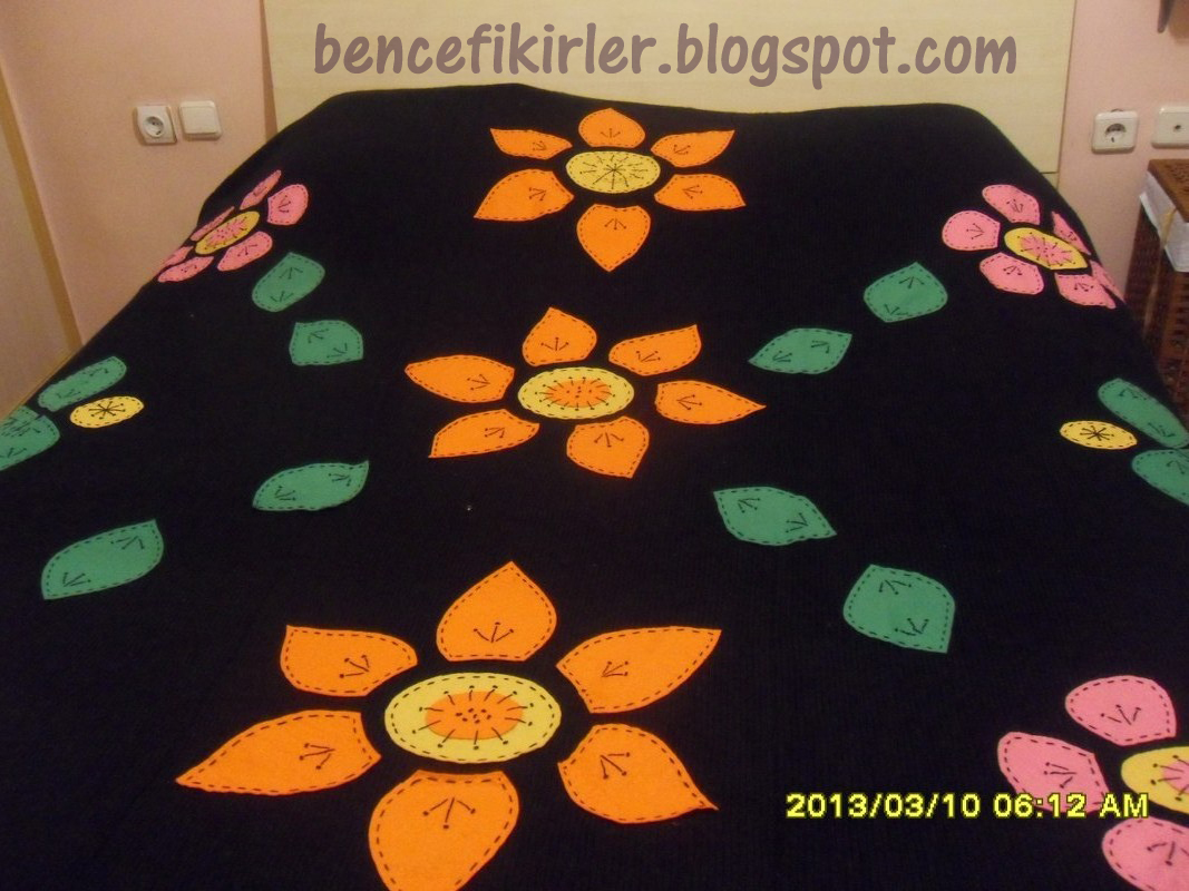 BEN�CE FİKİRLER Keçe ve örgüden yatak örtüsü olur mu? Yaptım valla )