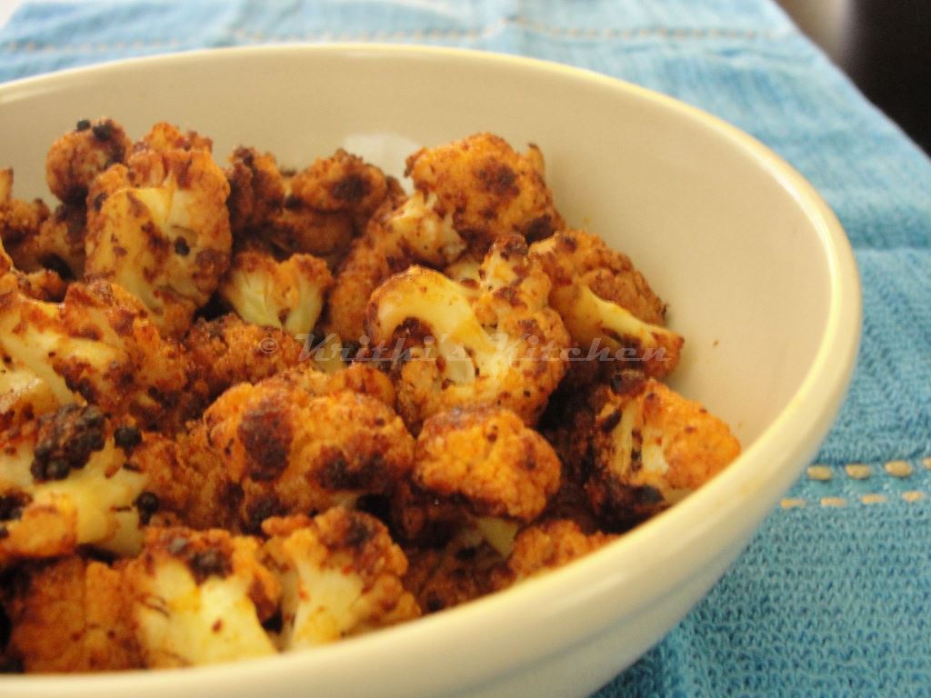 Krithi's Kitchen Cauliflower Varuval / Cauliflower Dry Curry