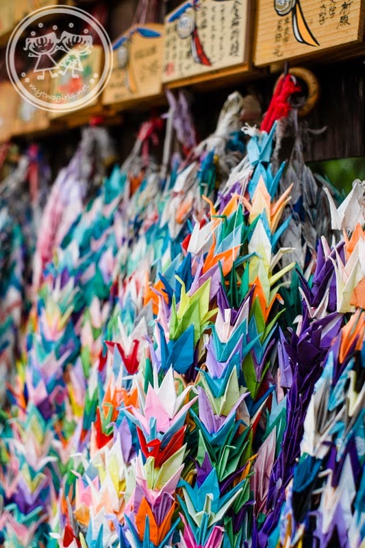 Origami cranes hung at Fushimi Inari Shrine
