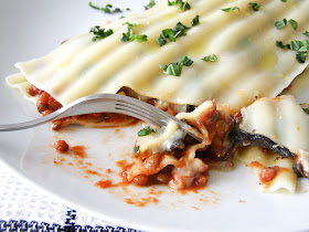 Puy Lentil, Portabello Mushroom and Baby Spinach Free Form Lasagna - vegan