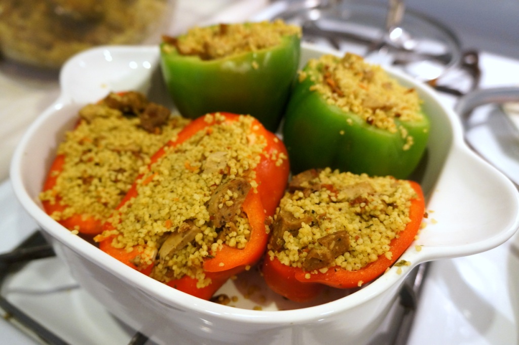 The Scattered Cook Peppers Stuffed with Couscous & Veggie Sausage