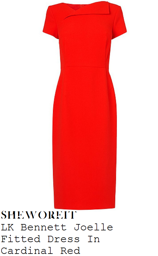 holly-willoughby-orange-red-fold-detail-pencil-dress-this-morning