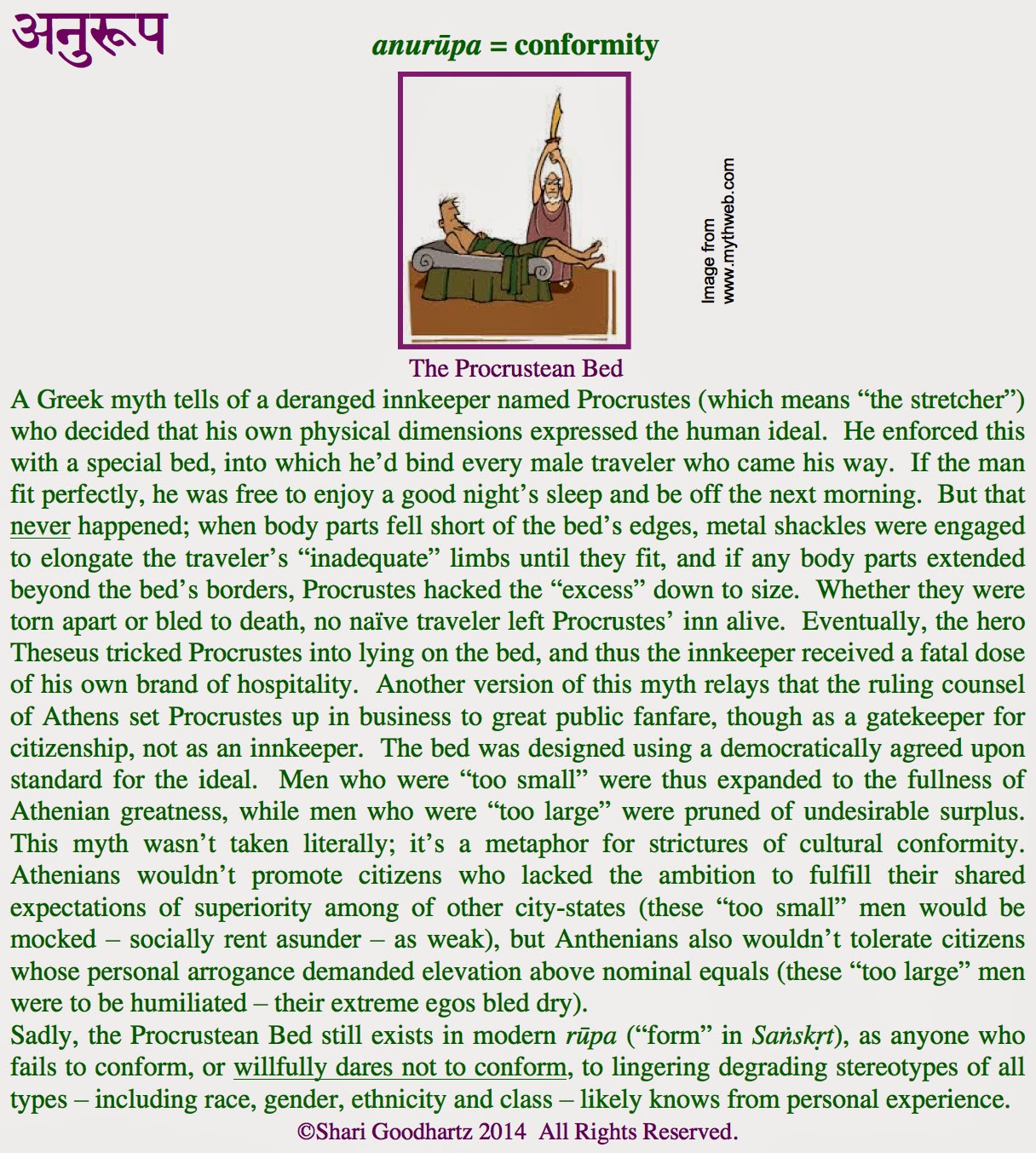 Myth and Modern Meaning The Procrustean Bed shrishari blog