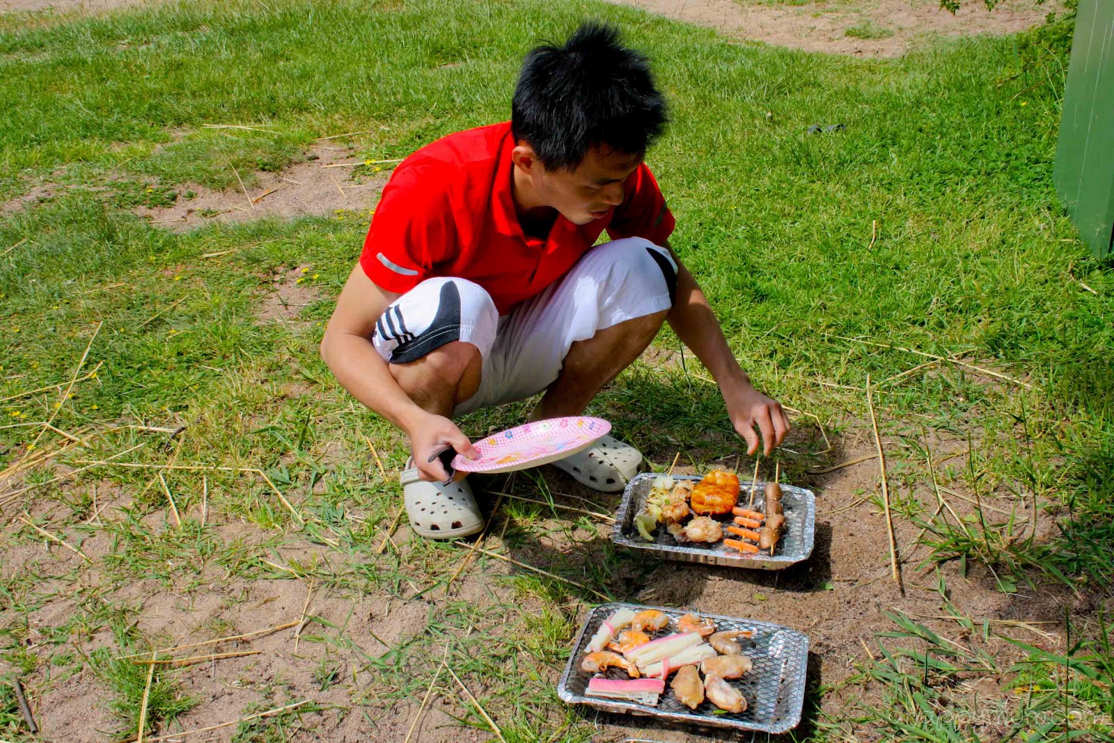 Summer Barbecue Backyard Party Doodle Set Various Meals Drinks