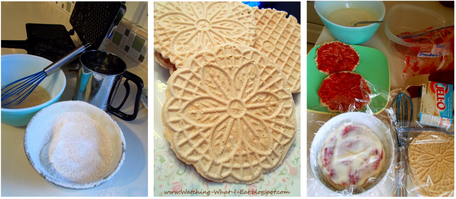 Watching What I Eat NoBake Pizzelle Strawberry Layer Cake