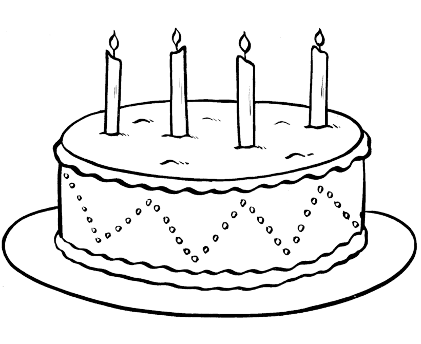 Birthday Cake Printable Coloring Drawing Free wallpaper