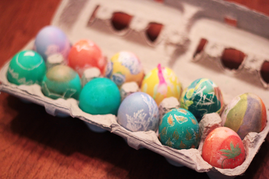 coloring eggs for Easter