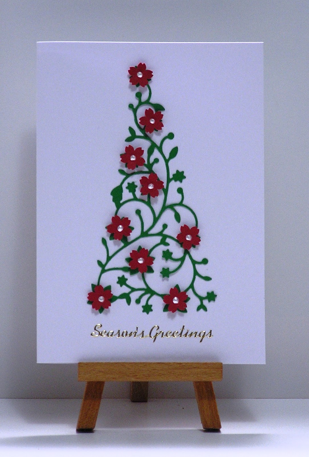 Cathys Card Spot Christmas tree with red flowers