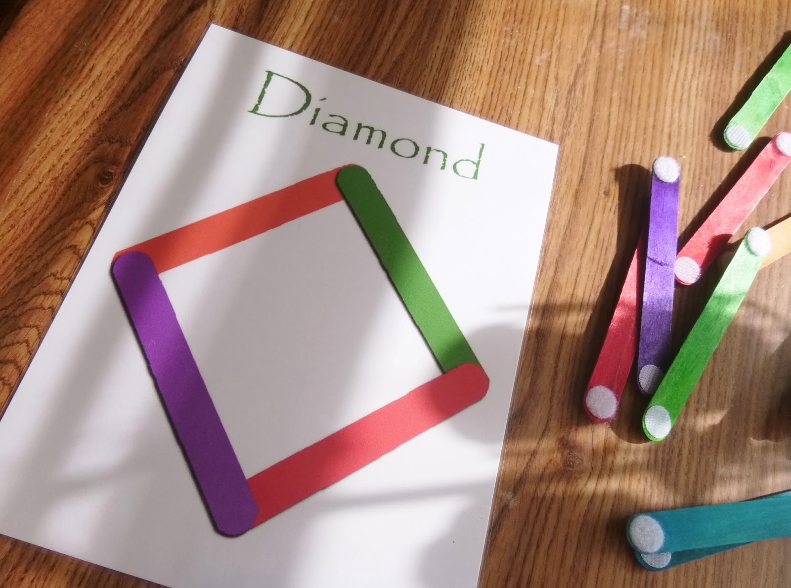 A Mom Knows Mess Shapes with Craft Sticks and Velcro