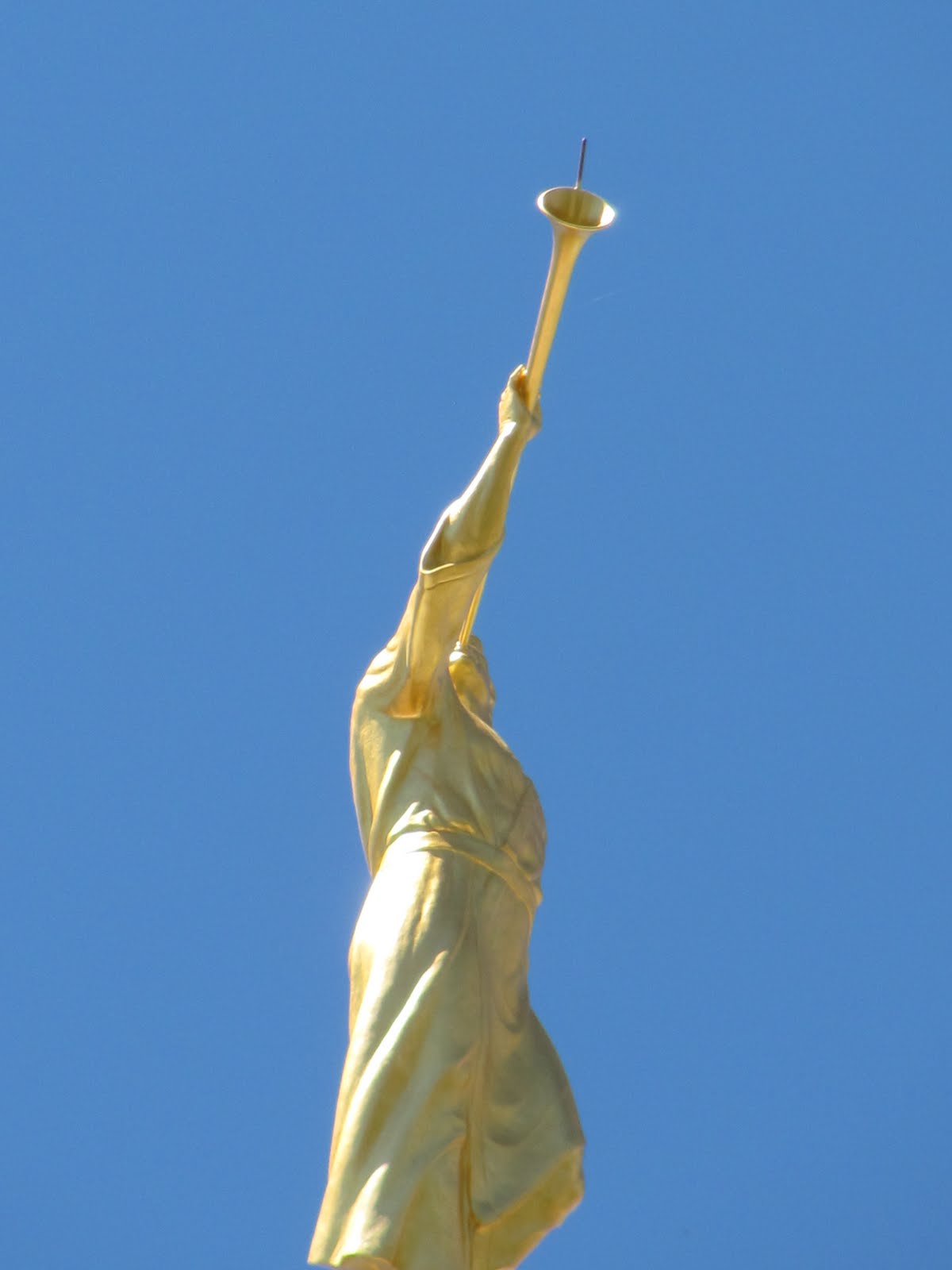 Brigham City LDS Temple Moroni is in Place