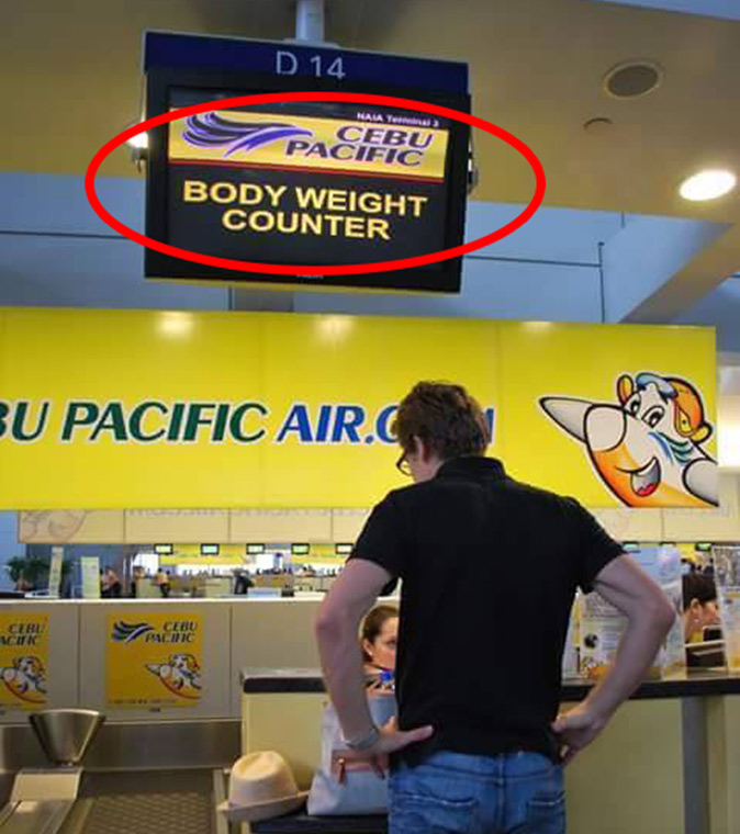 Cebu Pacific body weight counter Do passengers weighing over 60 kilos