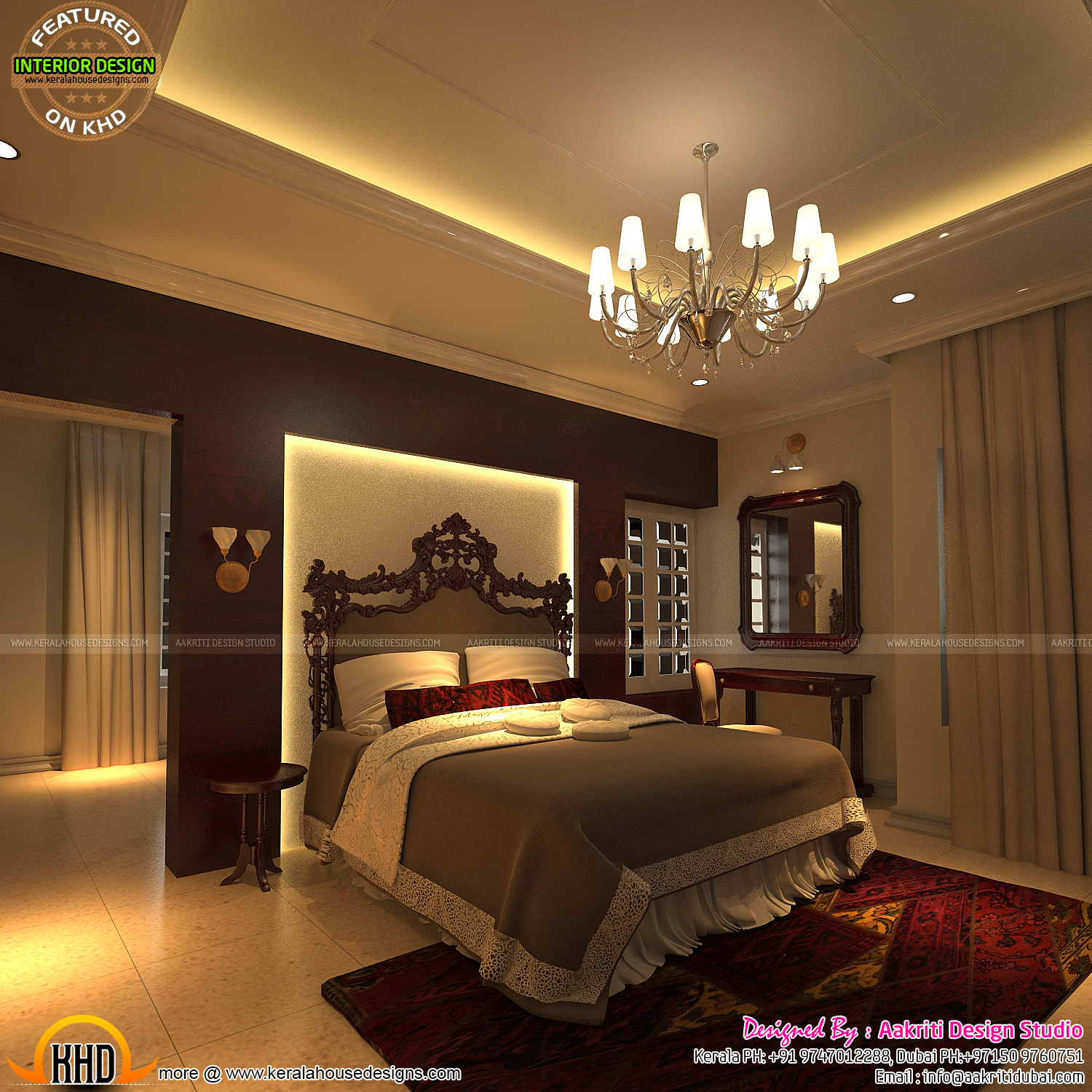 Master bedroom, living and terrace gazebo Kerala home design and