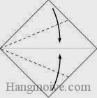 Bước 2: Gấp chéo hai cạnh giấy vào trong. Bước 2: Gấp chéo hai cạnh giấy vào trong.