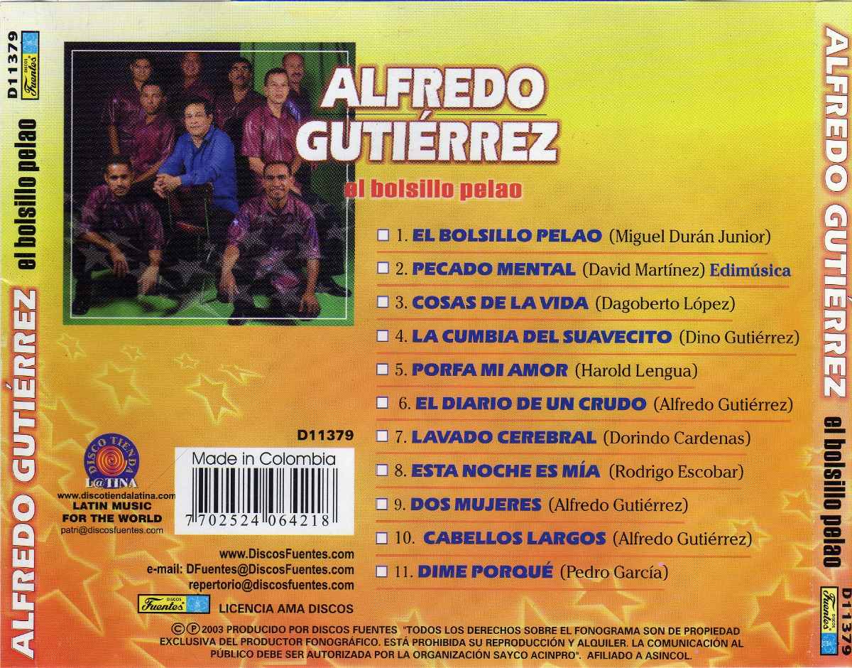 ALFREDO GUTIERREZ El Bolsillo Pelao [2003] Caratulas Vallenatas