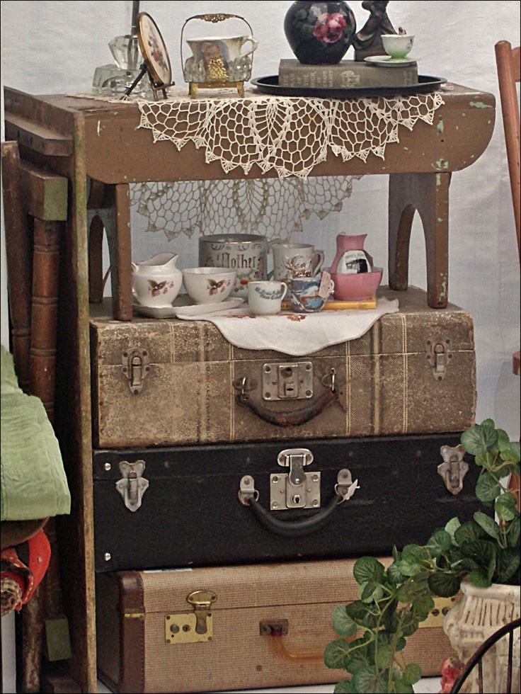 Ethnic Cottage Decor Decorating with Vintage Luggage