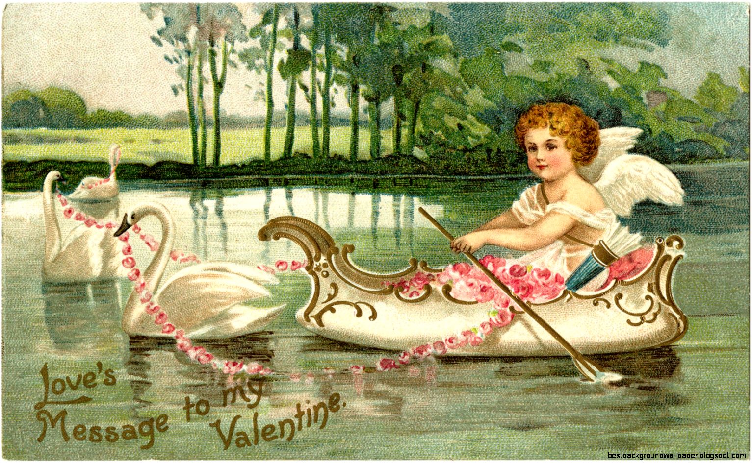 Valentine Cupid with Swans The Graphics Fairy Valentine Cupid with Swans The Graphics Fairy