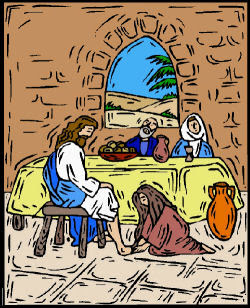 Mary washing Jesus' feet