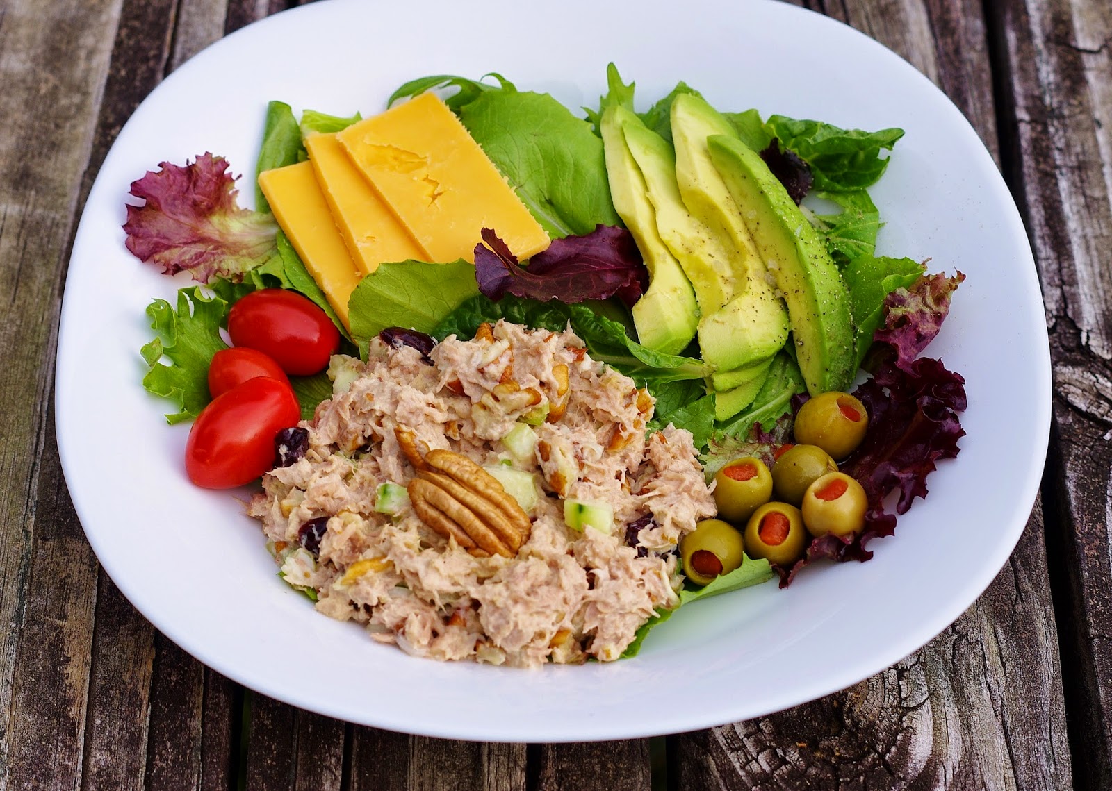 Sage Trifle Tuna Salad with Cucumber, Cranberries, and Pecans