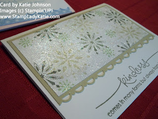 Christmas Card made with a Stampin'UP! set called Serene Snowflakes and Iridescent Ice Embossing Powder