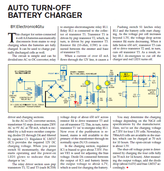 AUTO TURNOFF BATTERY CHARGER yuvamy