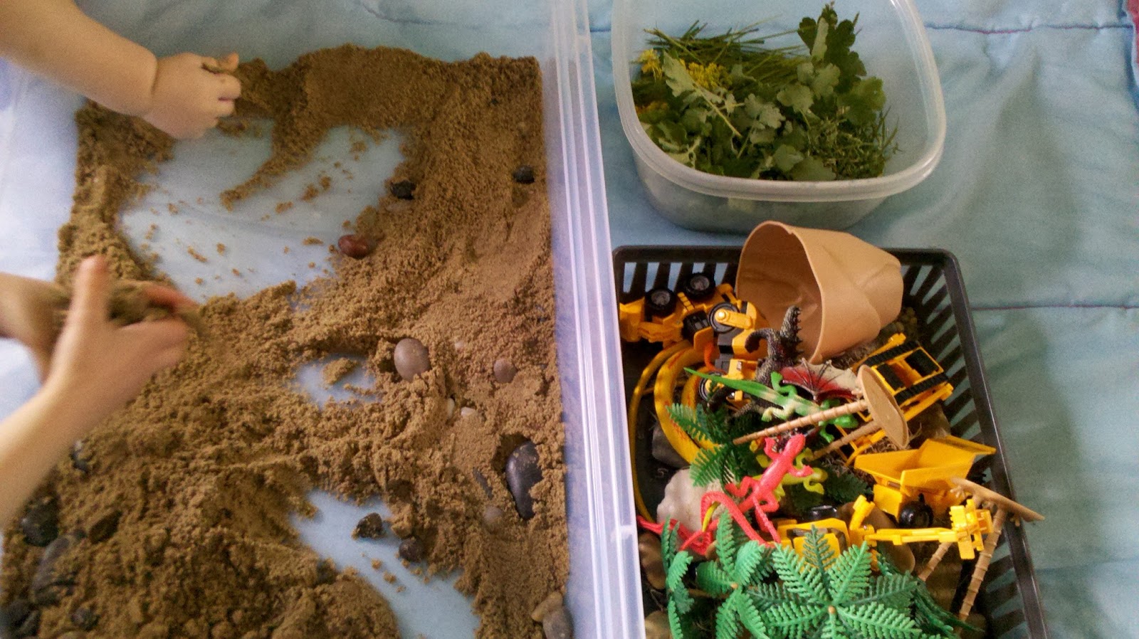 Munchkin and Bean Nature Sensory Bin