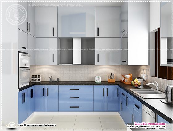 Blue toned kitchen interior