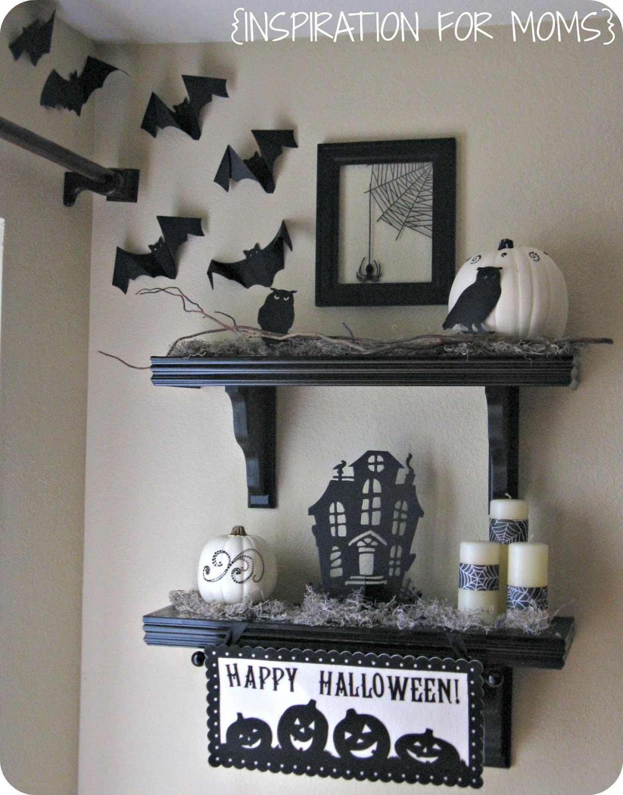 Halloween Black and White Shelves Inspiration For Moms