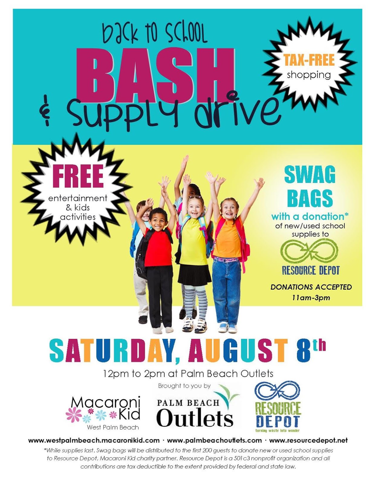 Back to School Bash & Supply Drive at Palm Beach Outlets Macaroni KID