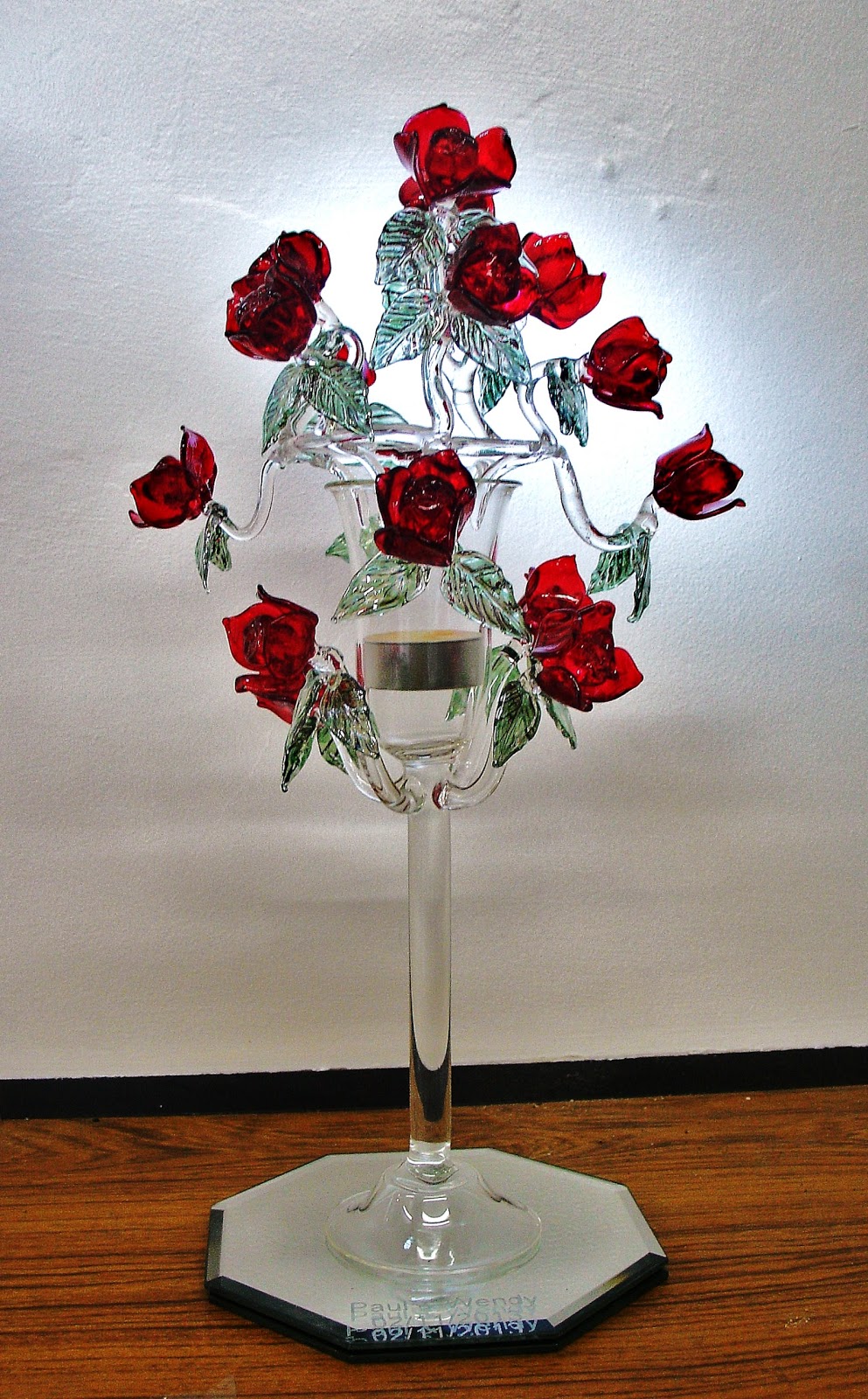 Glassbloggery Glass Rose Candle Holder