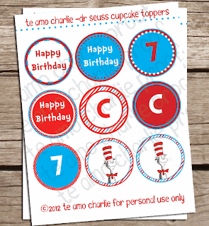 Cat in the Hat Printable Cupcake Toppers