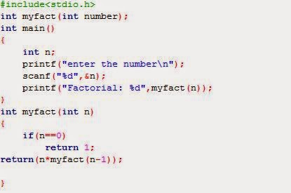 factorial program using input recursion number