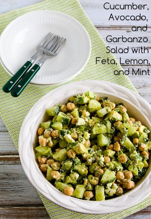 Cucumber, Avocado, and Garbanzo Salad with Feta, Lemon, and Mint