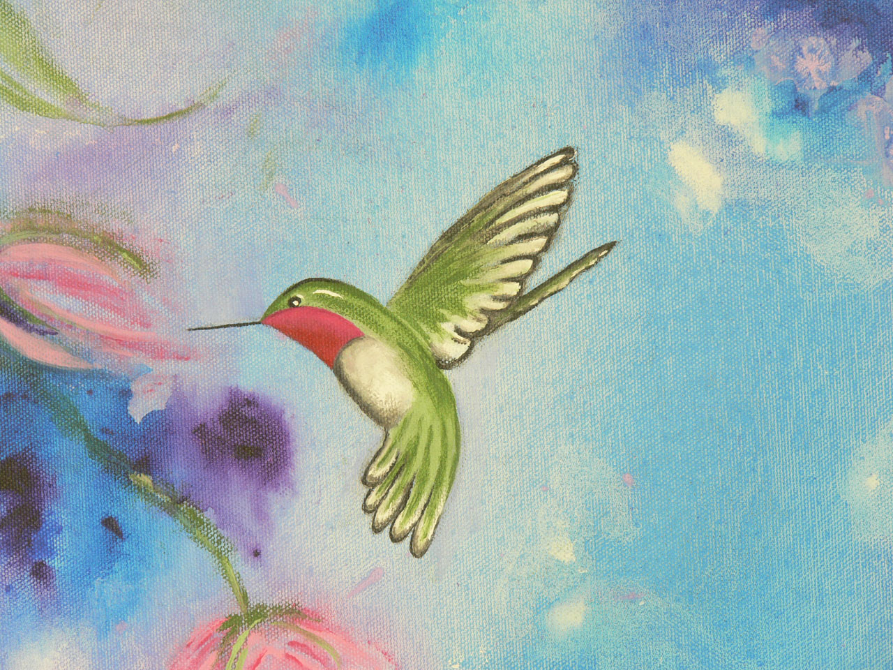 Artful Creations: "Essence" Acrylic Hummingbird Painting
