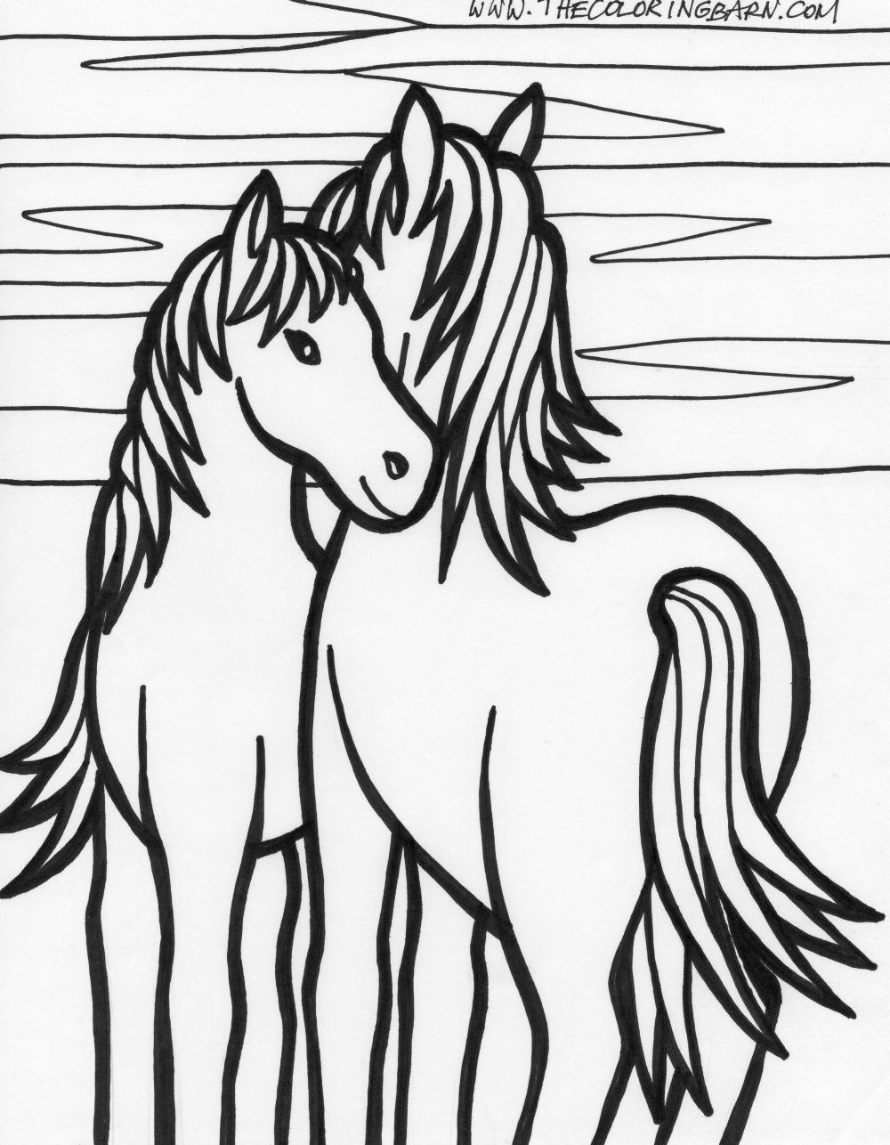 Desenhos para Colorir - Casal Cavalo e Égua - QDB