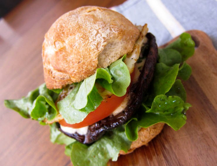 the indolent cook balsamic portobello mushroom burger with bocconcini