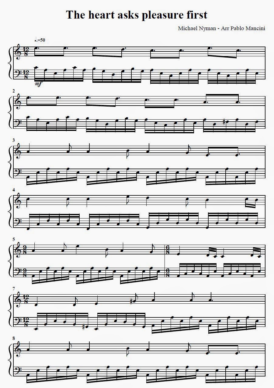 Partituras ineditas para piano The heart asks pleasure first ( The