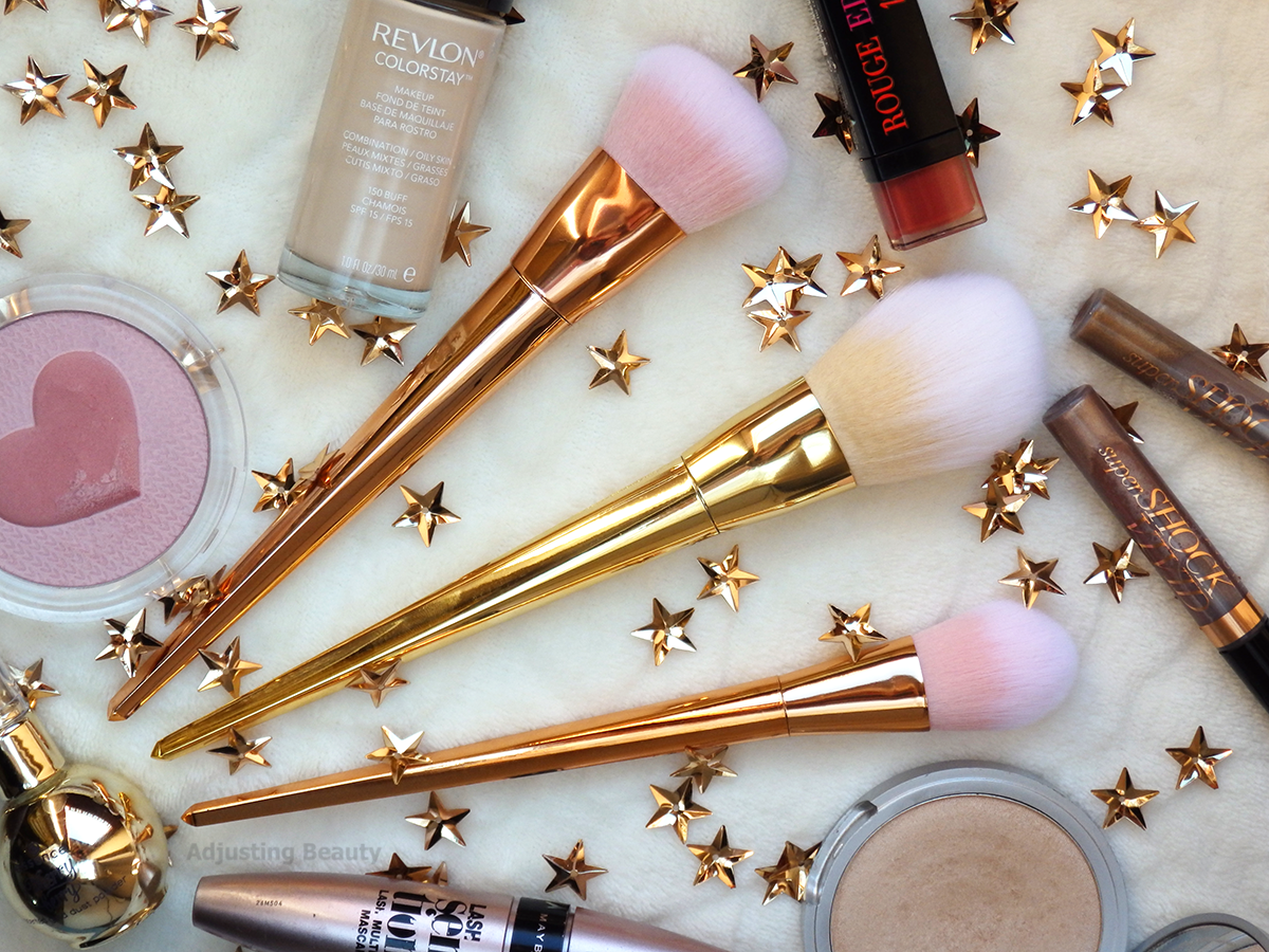 Review Metallic Face Brushes (Powder, Blush and Contour) Adjusting Beauty