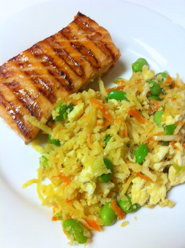 Five Foot Seven recipes {fried caulirice & marinated salmon}