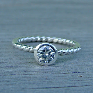 silver moissanite ring