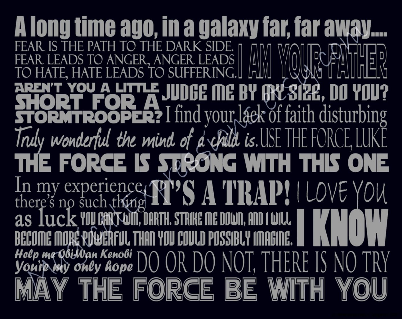 Star Wars Art Quote Inspired Typography 11 x by MagicalExpressions Star Wars Art Quote Inspired Typography 11 x by MagicalExpressions