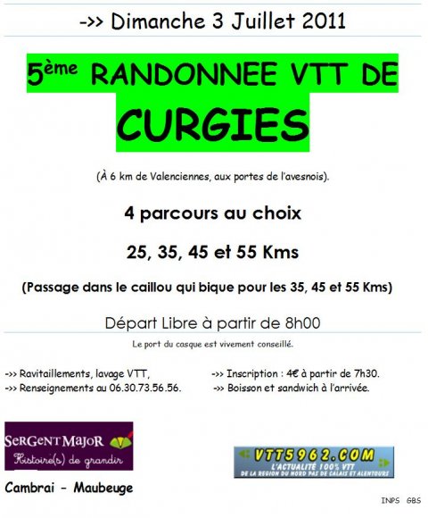VTT BERNISSART Randonnée à Curgies le 03/07/2011