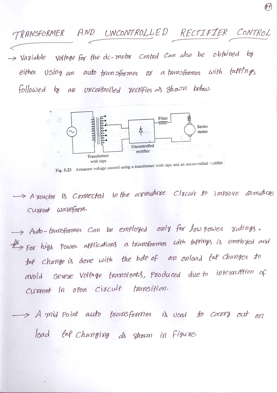 ELECTRICAL DRIVES ARMATURE VOLTAGE CONTROL METHODS (TRANSFORMER AND