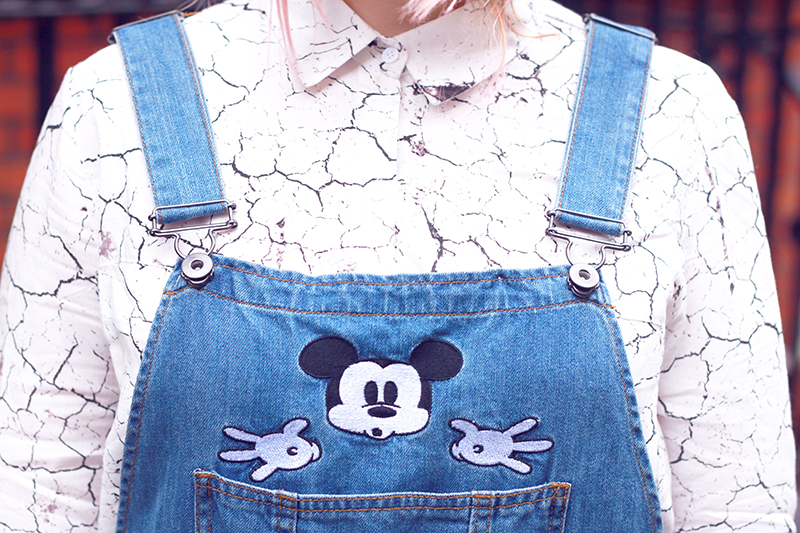 mickey forever21 overalls marble shirt