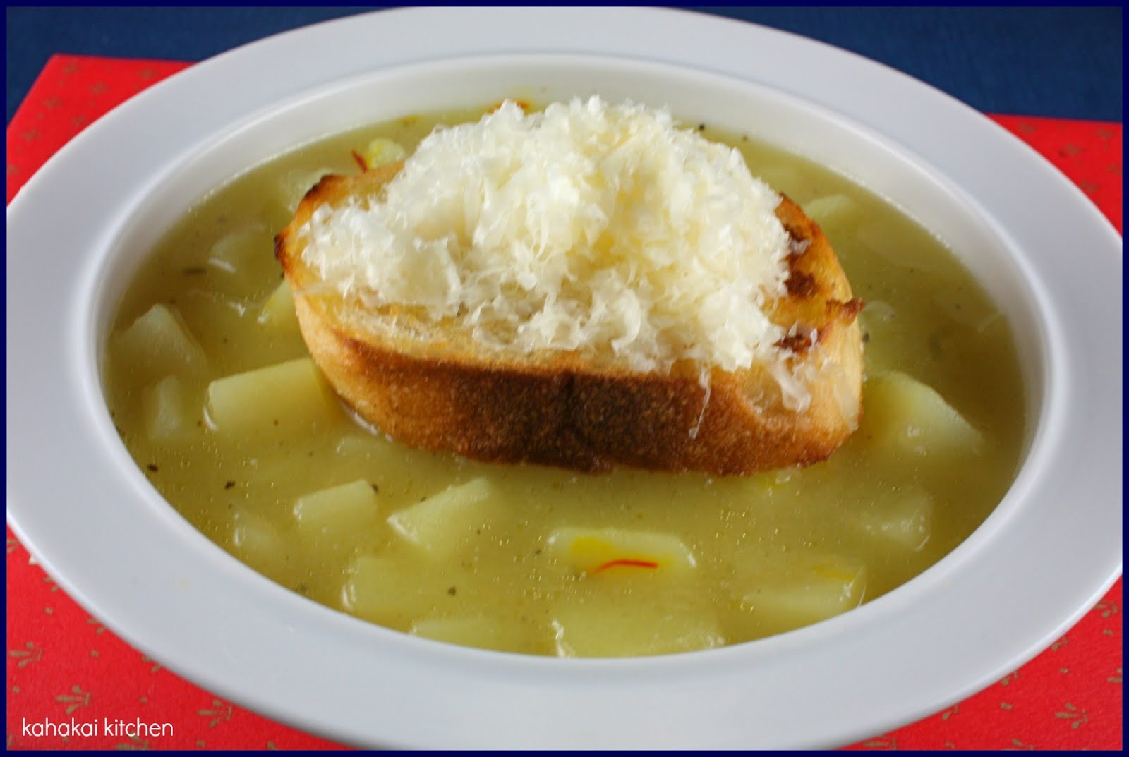 Kahakai Kitchen SaffronFlavored Garlic Soup with Potatoes A Julia