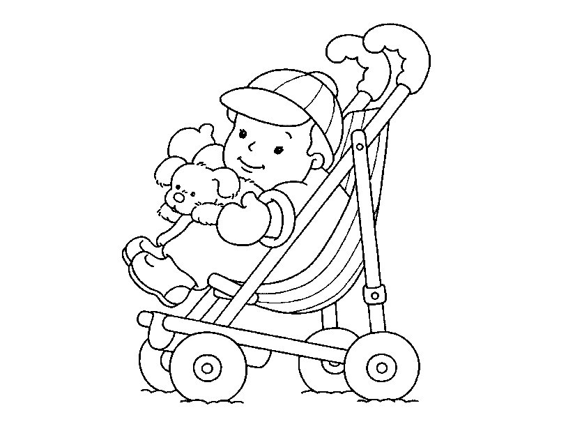Cute Little Baby play With Toy Coloring Drawing Free wallpaper